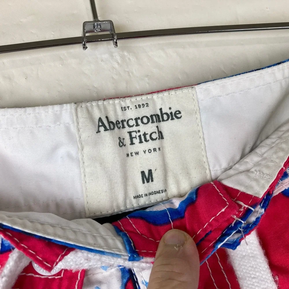 Abercrombie‎ Y2K Board Shorts Mens M Pink Blue Floral Cargo Tropical Beach Surf